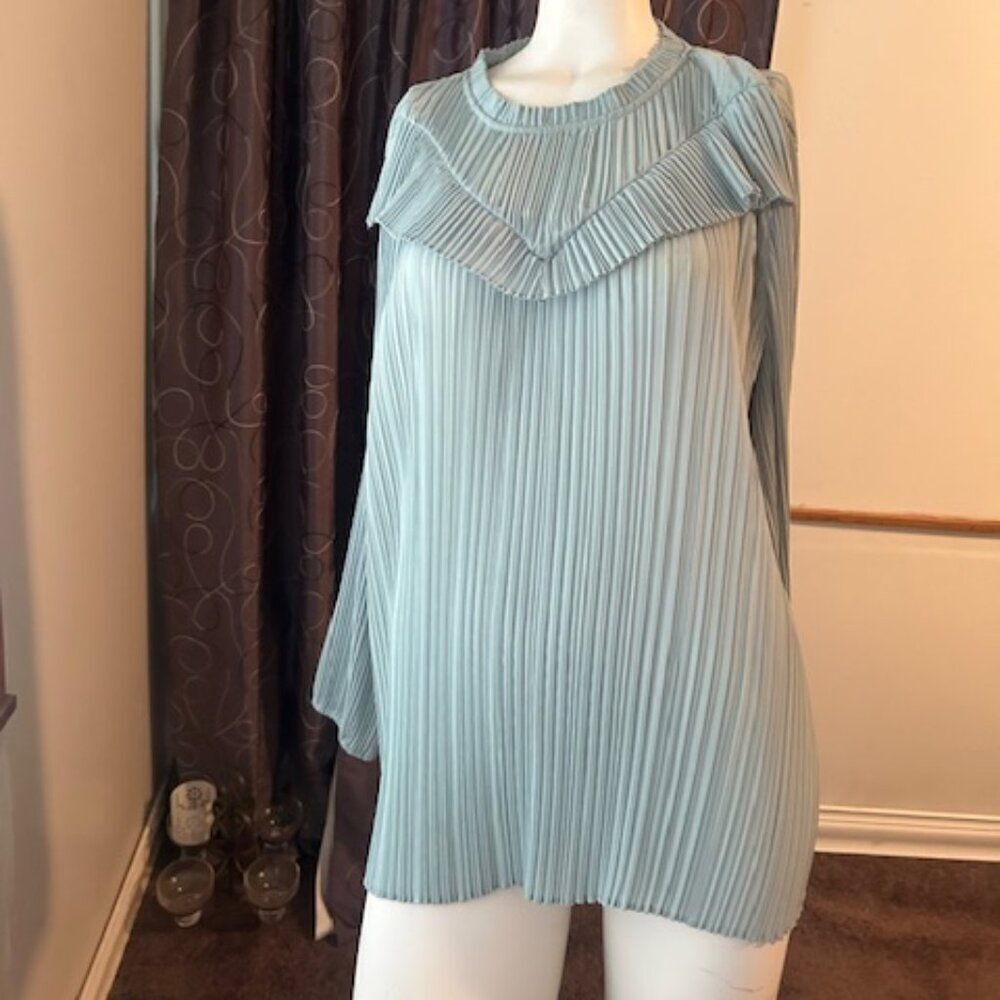 J. Crew Green Crinkle Chiffon V-detail blouse, size 2X